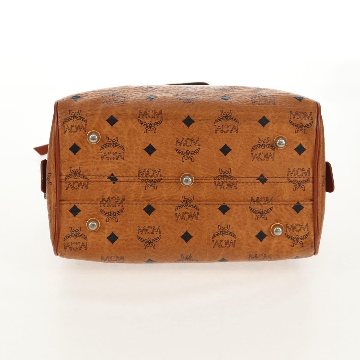 MCM MCM Logogram Vicetos Hand Bag PVC Leather 2way Brown Gold Authentic 158823