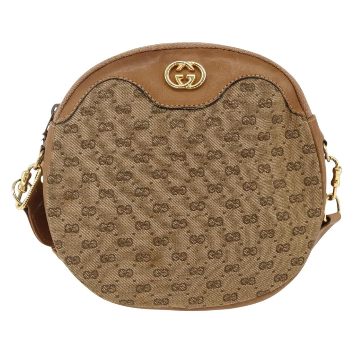 Gucci GUCCI Micro GG Canvas Shoulder Bag Beige Gold Authentic ka3074