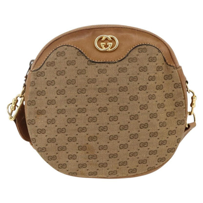 Gucci GUCCI Micro GG Canvas Shoulder Bag Beige Gold Authentic ka3074