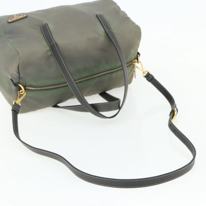 Prada PRADA Shoulder Bag Nylon 2way Green Gold Authentic 176782