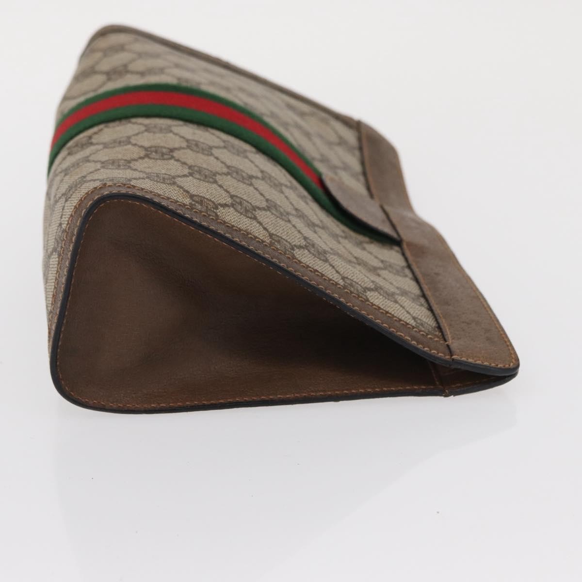 Gucci GUCCI GG Supreme Web Sherry Line Clutch Bag PVC Beige 89 01 002 Authentic BA9822