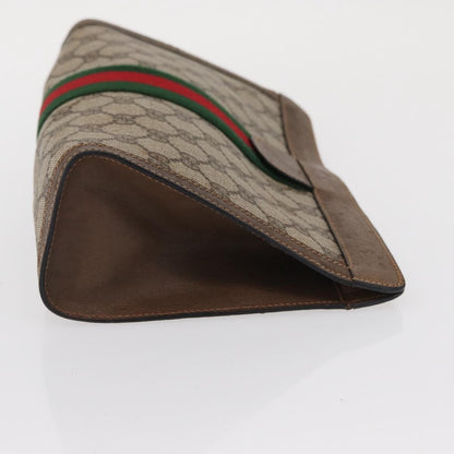 Gucci GUCCI GG Supreme Web Sherry Line Clutch Bag PVC Beige 89 01 002 Authentic BA9822