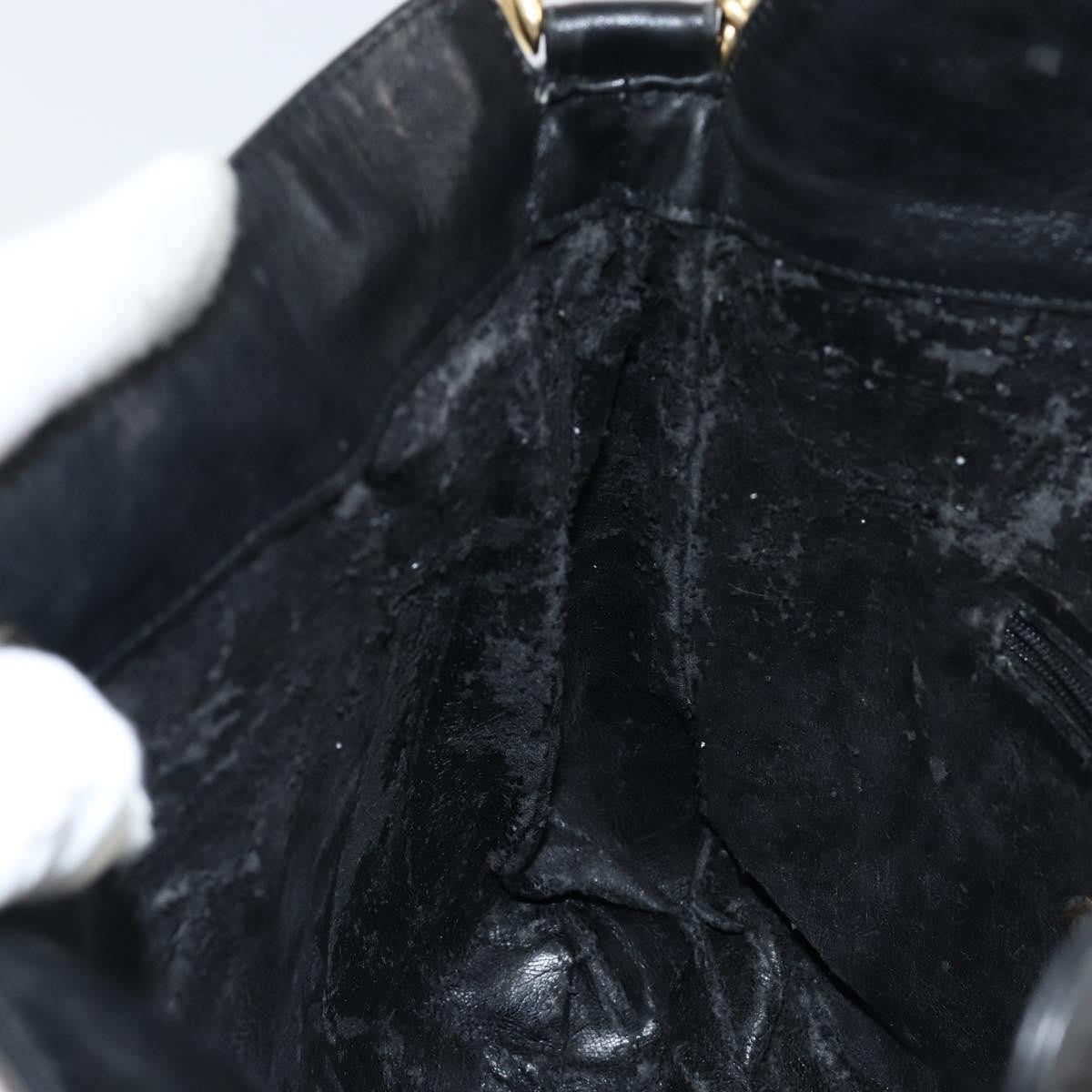 Gucci GUCCI Bamboo Hand Bag Leather Black Gold 001 0166 1638 Authentic 150344