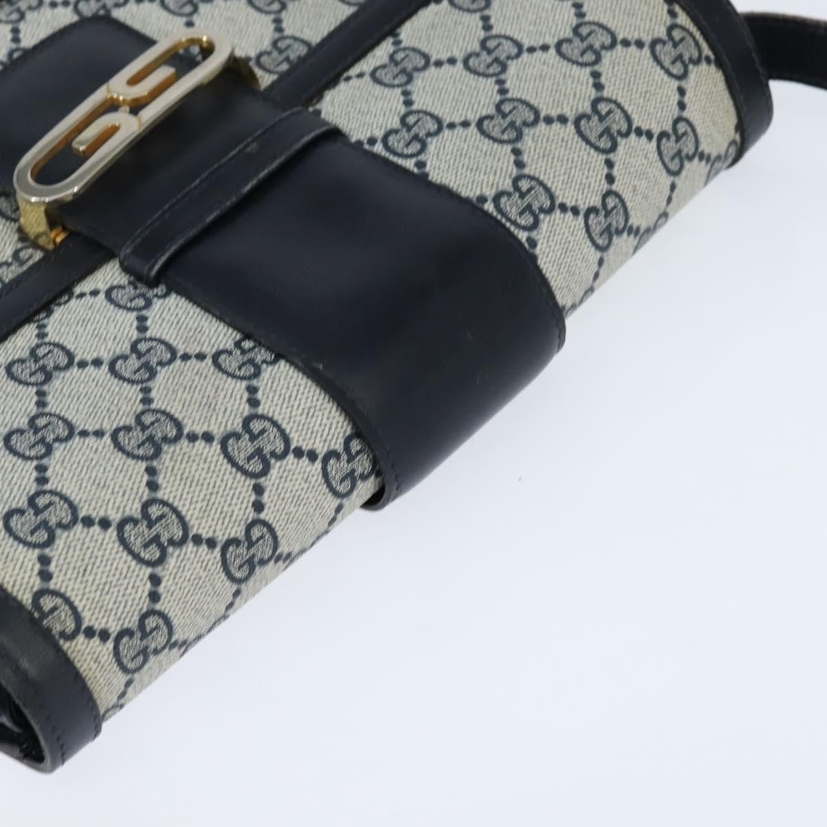 Gucci GUCCI GG Supreme Shoulder Bag PVC Navy Gold Authentic 150027