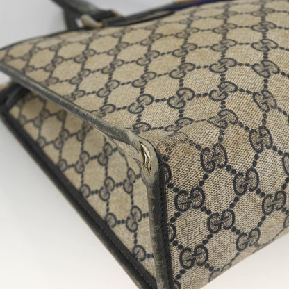 Gucci GUCCI GG Supreme Sherry Line Hand Bag PVC Navy Gold 010 378 Authentic BAZ548