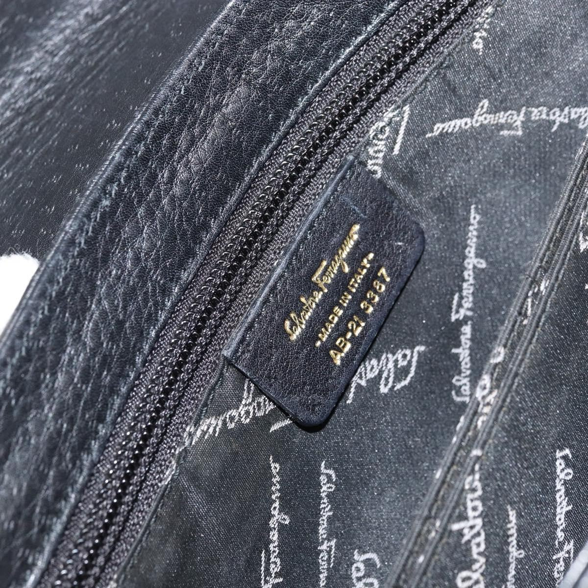 Salvatore Ferragamo Salvatore Ferragamo Gancini Hand Bag Leather Black Gold Authentic 157314