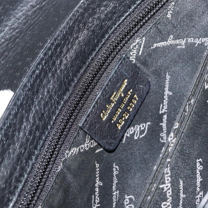 Salvatore Ferragamo Salvatore Ferragamo Gancini Hand Bag Leather Black Gold Authentic 157314
