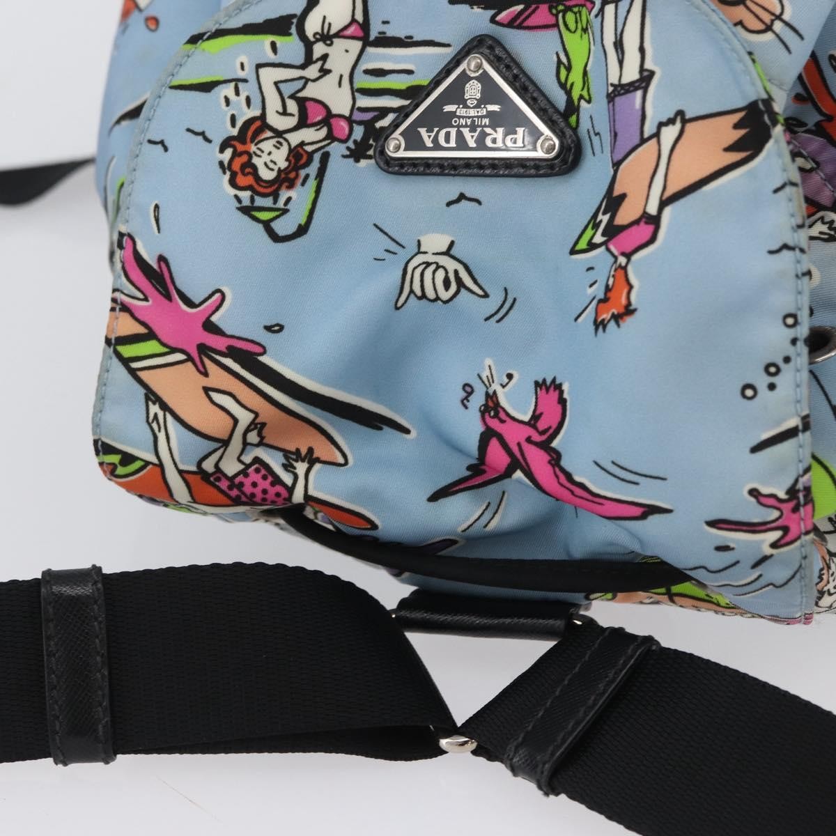 Prada PRADA Backpack Nylon Light Blue Silver Authentic LNZ330 Bag