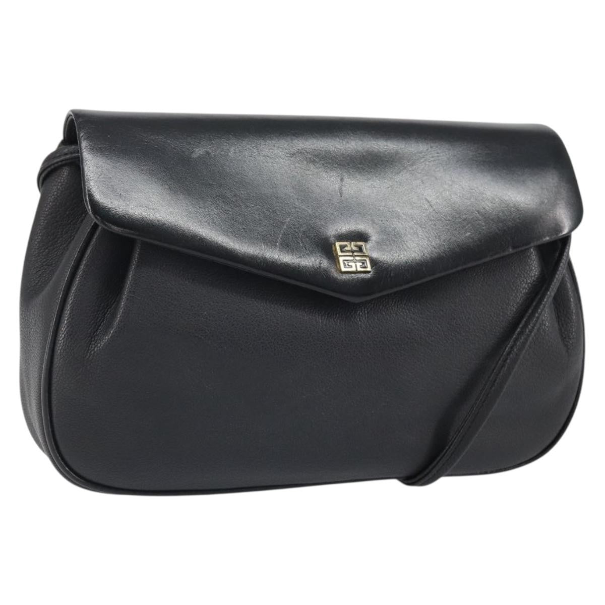 Givenchy GIVENCHY Shoulder Bag Leather Black Gold Authentic bs32977