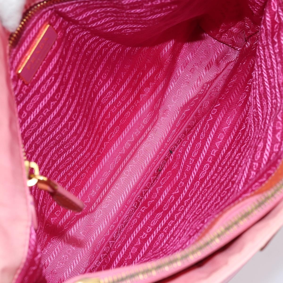 Prada PRADA Tote Bag Nylon Pink Gold Authentic 161648