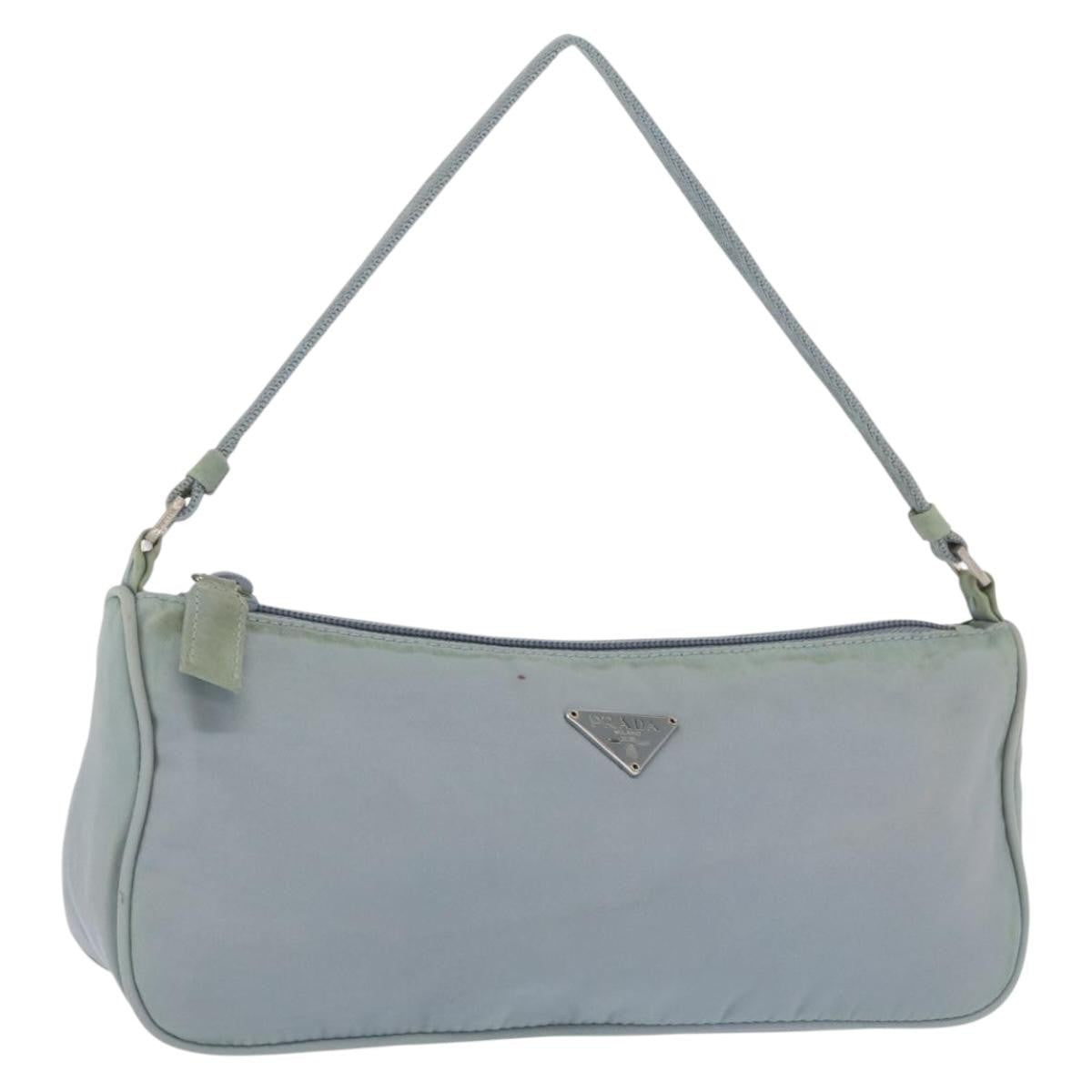 Prada PRADA Accessory Pouch Nylon Light Blue Silver Authentic 170583 Bag