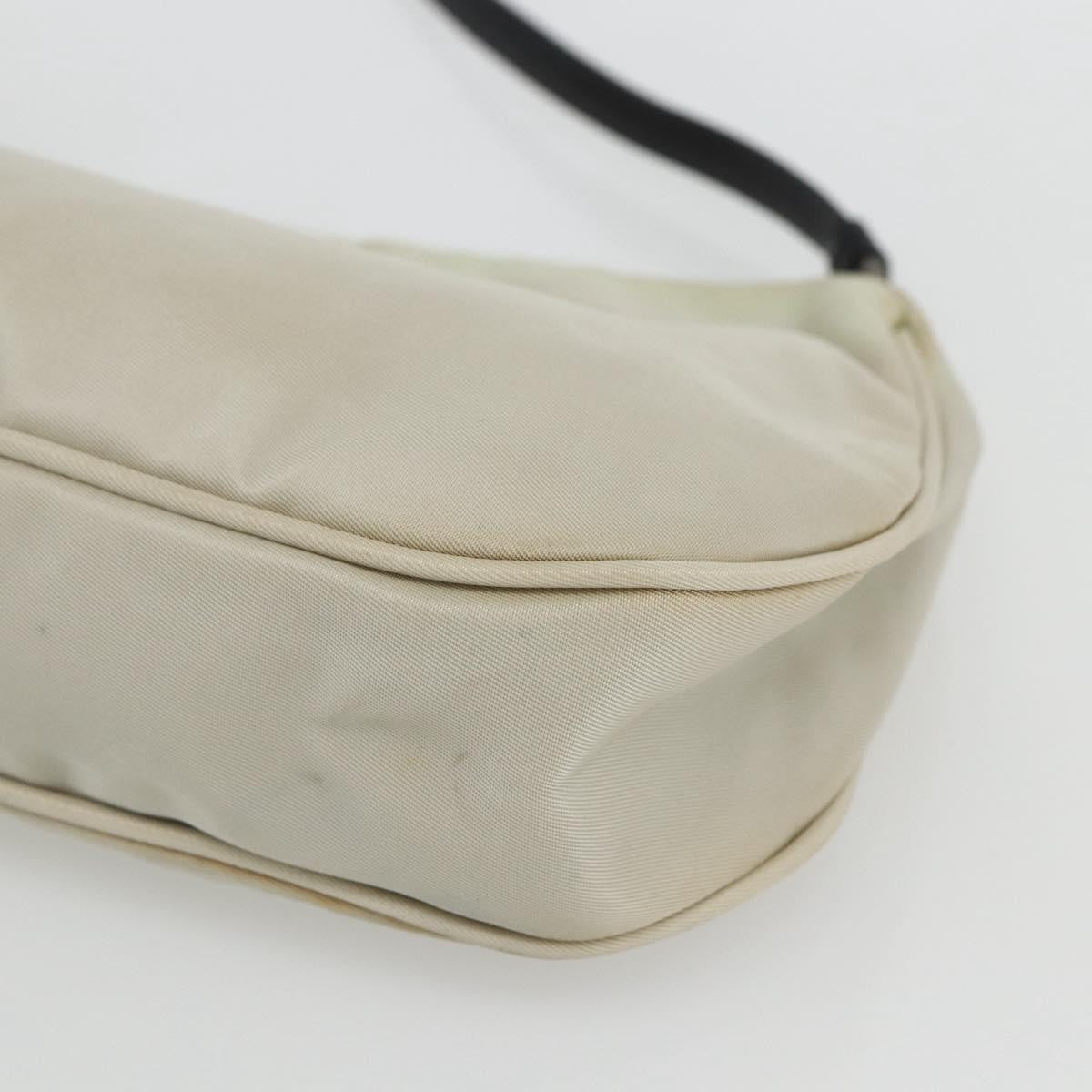 Prada PRADA Shoulder Bag Nylon Beige Silver Authentic 162128