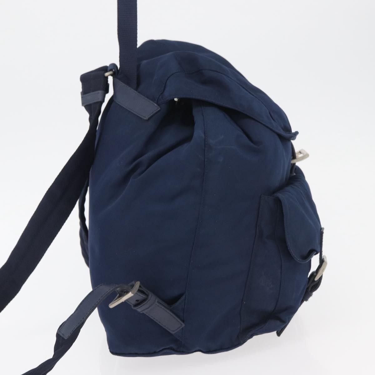 Prada PRADA Backpack Nylon Navy Silver Authentic 161363 Bag