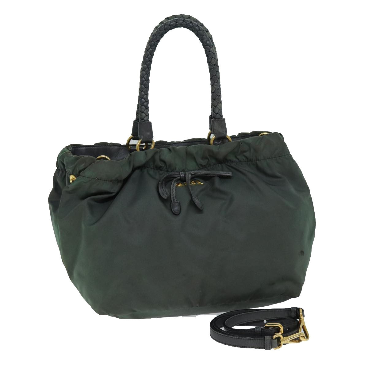 Prada PRADA Hand Bag Nylon 2way Khaki Authentic 77763