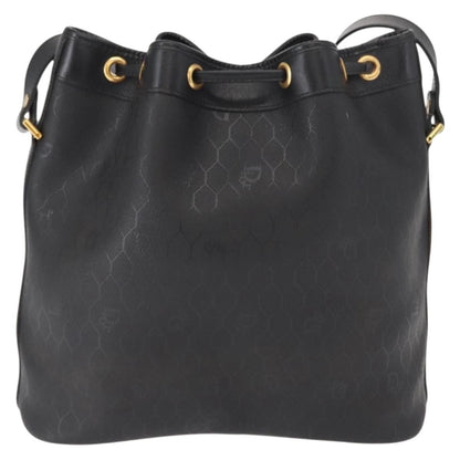 Dior Christian Dior Honeycomb Canvas Shoulder Bag PVC Black Gold Authentic 161139