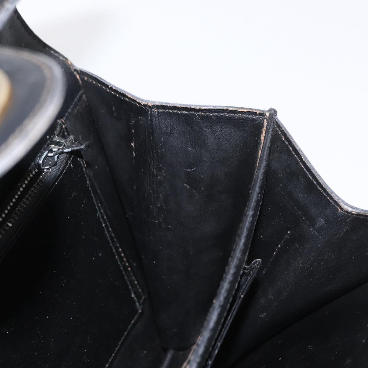 Gucci GUCCI Hand Bag Leather Gold Black Authentic 162764