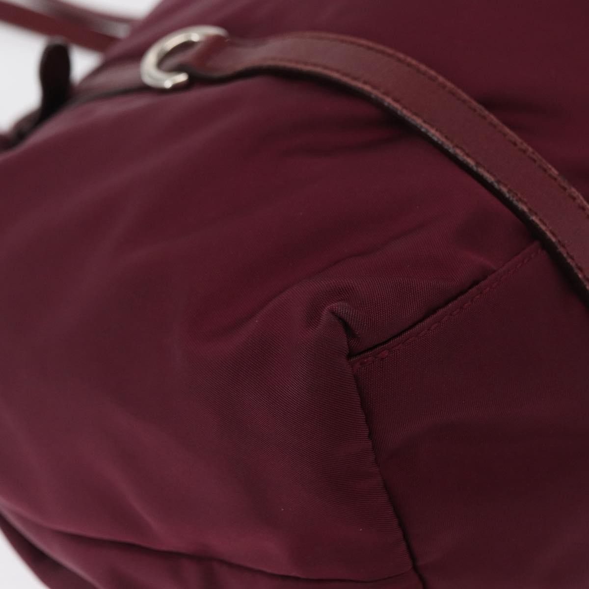 Prada PRADA Tote Bag Nylon Bordeaux Gold Authentic ep12877