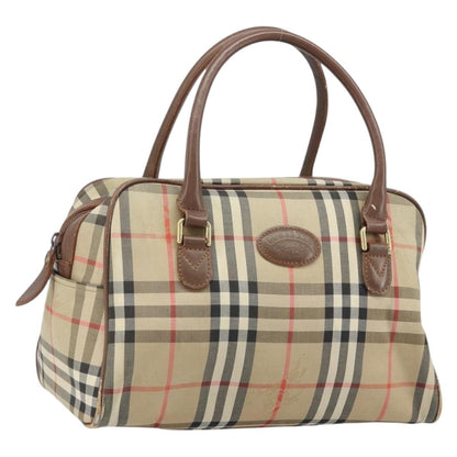 Burberry BURBERRY Nova Check Hand Bag Canvas Gold Beige Authentic bs33928