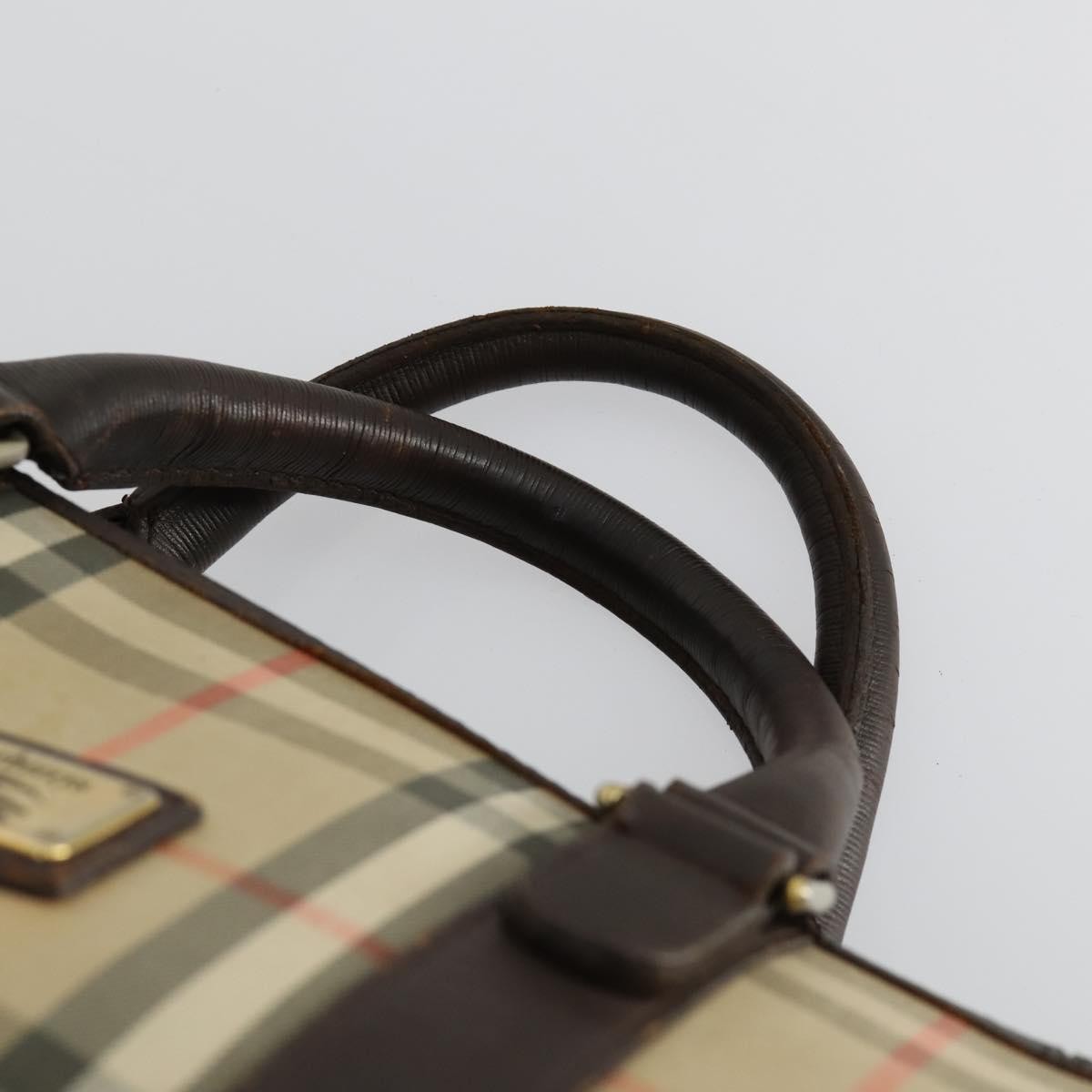 Burberry BURBERRY Nova Check Boston Bag Canvas Leather 2 Set Beige Authentic bs31977