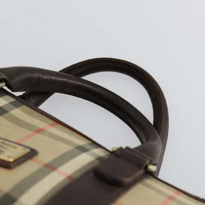 Burberry BURBERRY Nova Check Boston Bag Canvas Leather 2 Set Beige Authentic bs31977