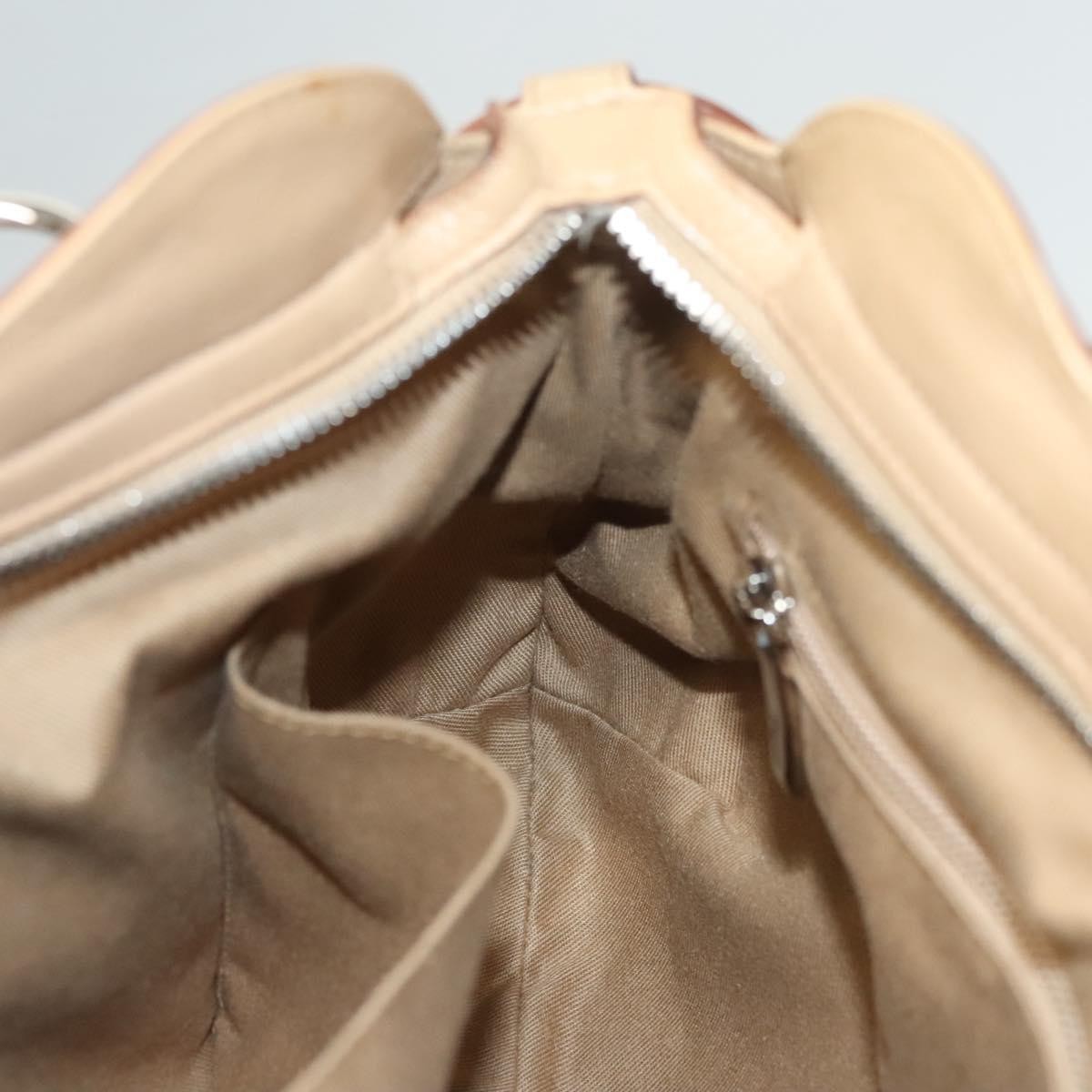 Salvatore Ferragamo Salvatore Ferragamo Gancini Hand Bag Leather Beige Silver Authentic 126621