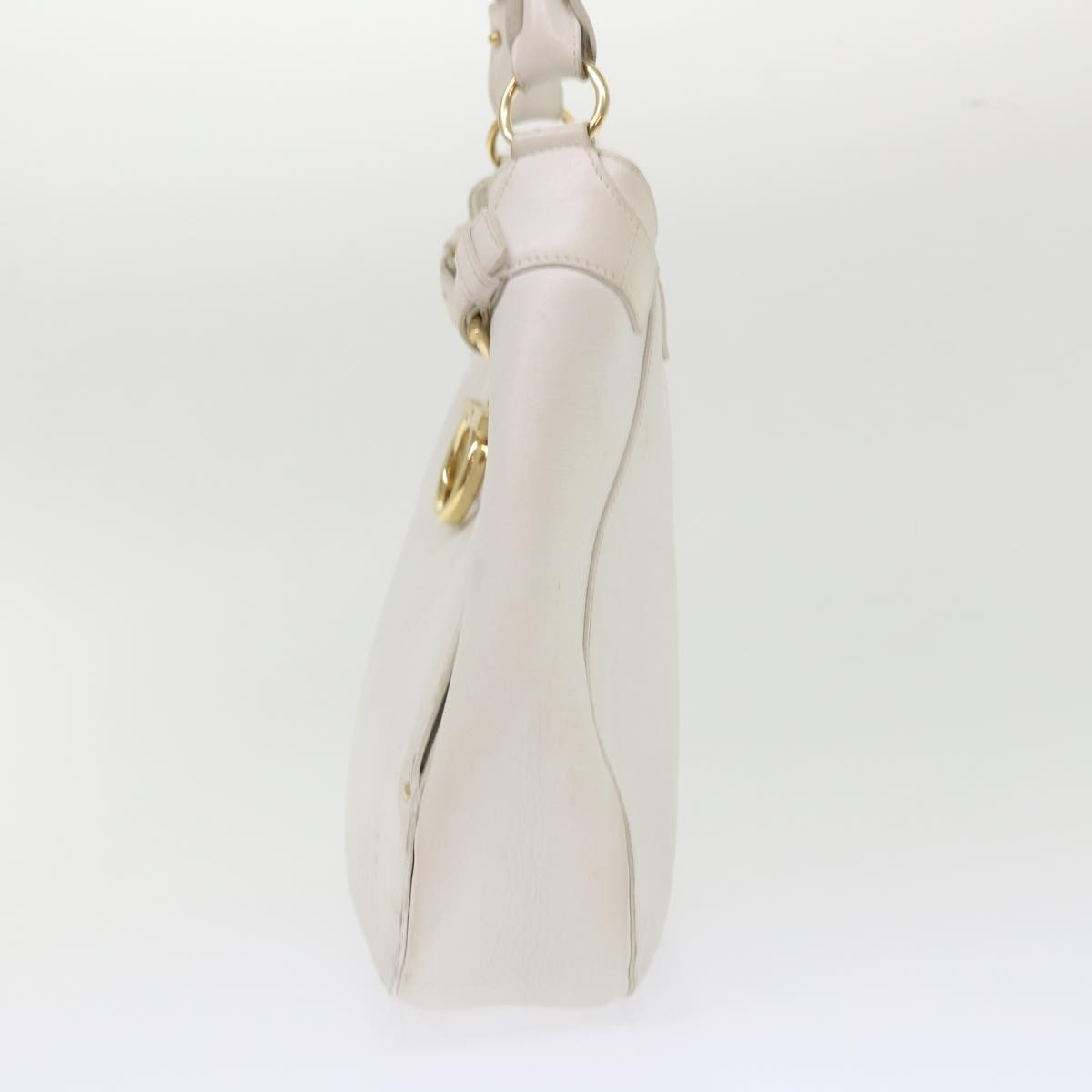 Salvatore Ferragamo Salvatore Ferragamo Gancini Shoulder Bag Leather White AU-21/4407 Authentic am4652
