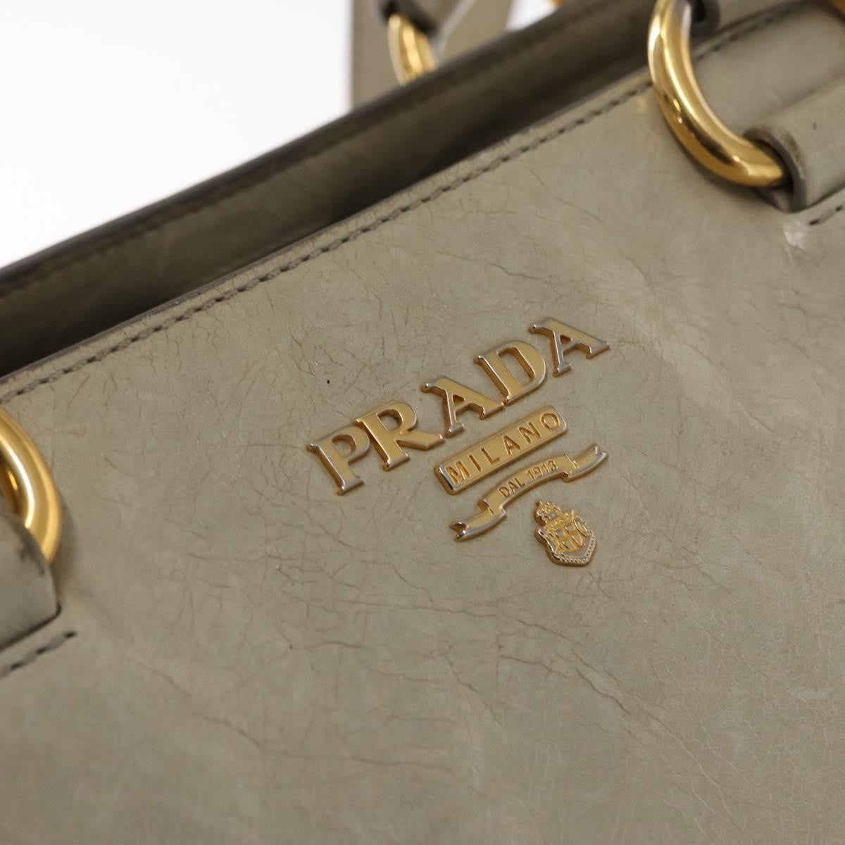 Prada PRADA Hand Bag Leather 2way Beige Gold Authentic ka1369