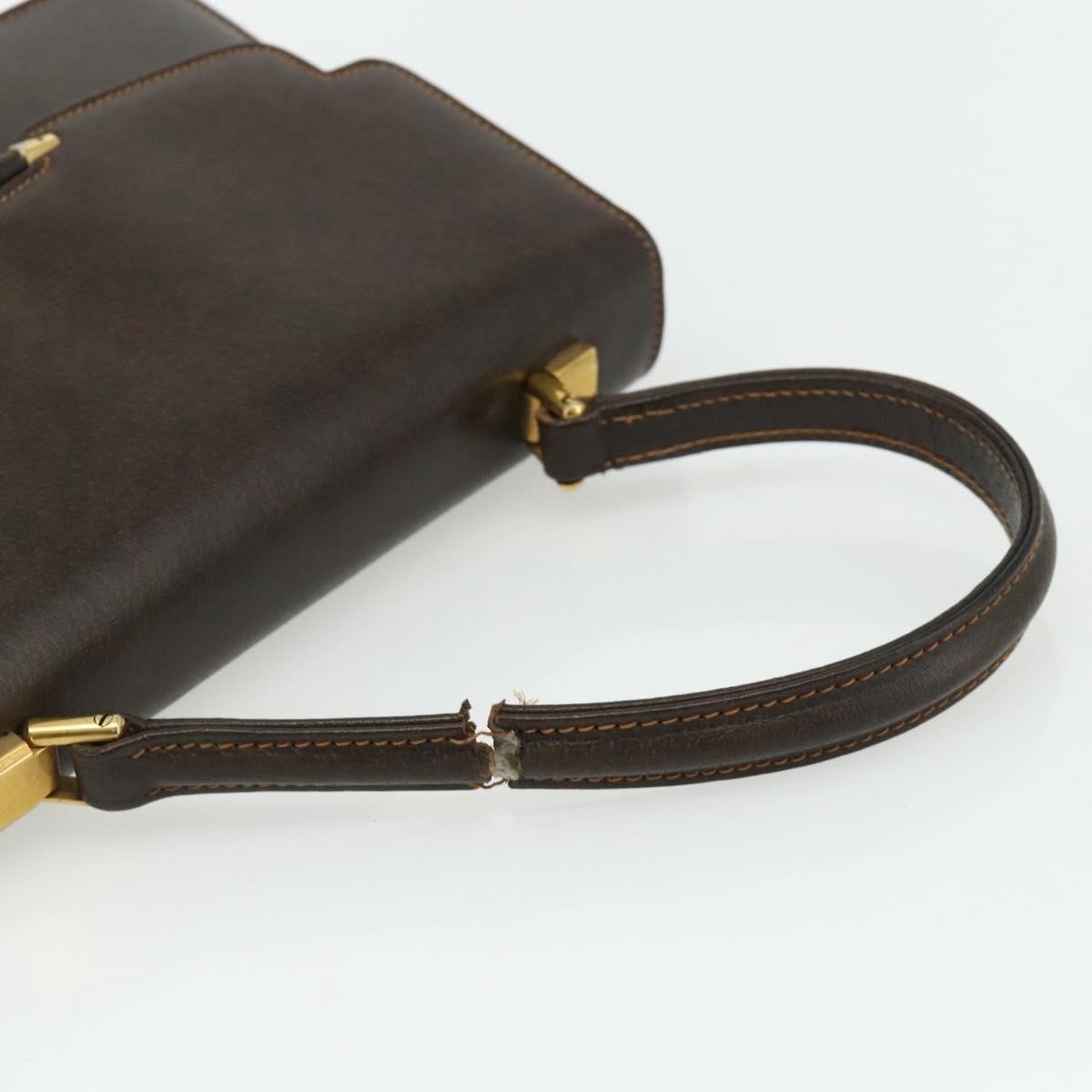 Gucci GUCCI Hand Bag Leather Brown Gold Authentic ep14250