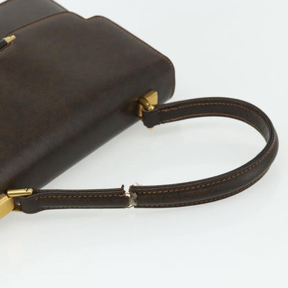 Gucci GUCCI Hand Bag Leather Brown Gold Authentic ep14250