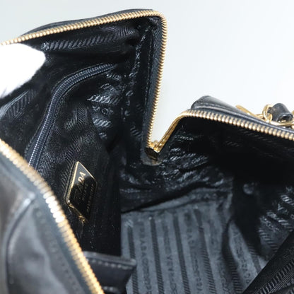 Prada PRADA Chain Shoulder Bag Leather Black Gold Authentic yk18939