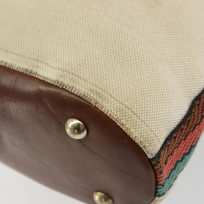 Gucci GUCCI Bamboo Shoulder Bag Canvas Beige Gold 141936 Authentic 156435