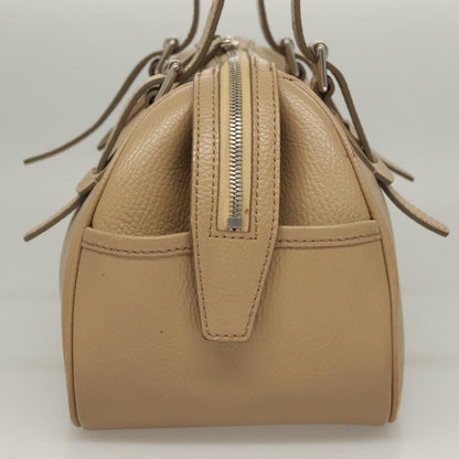 Burberry BURBERRY Hand Bag Leather Beige Silver Authentic ep9861