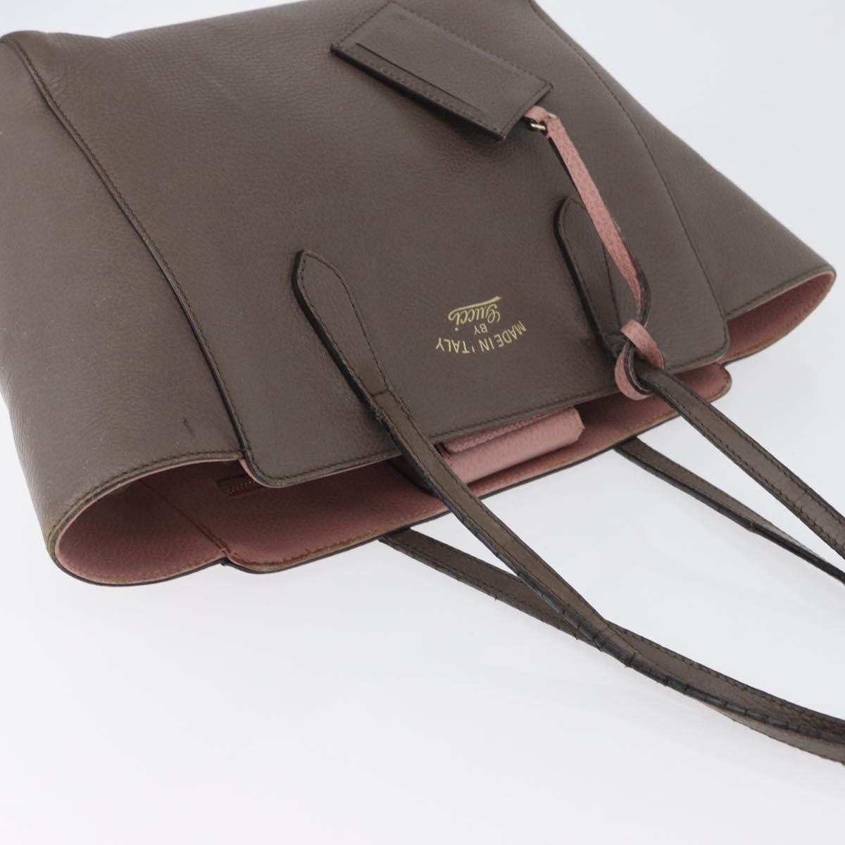 Gucci GUCCI Tote Bag Leather Brown Gold 354408 Authentic bs33432