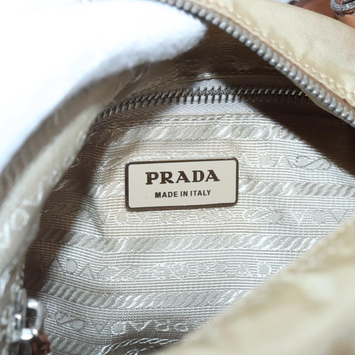 Prada PRADA Shoulder Bag Nylon Beige Silver Authentic 120393