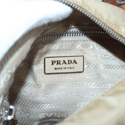 Prada PRADA Shoulder Bag Nylon Beige Silver Authentic 120393