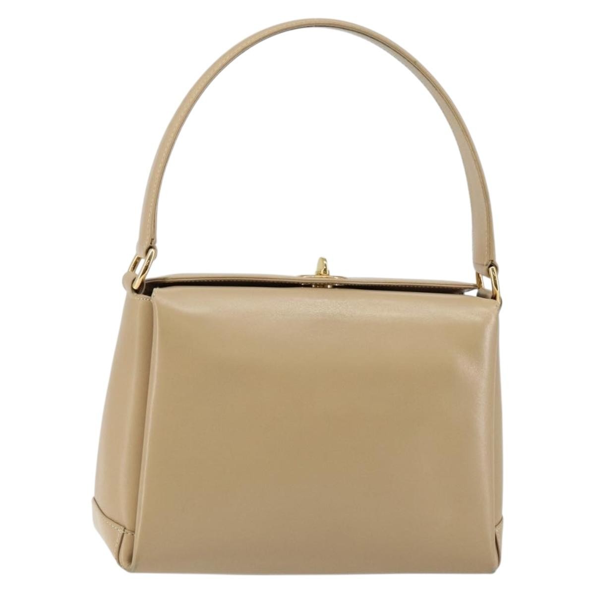 Gucci GUCCI Shoulder Bag Leather Beige Gold Authentic ep11343