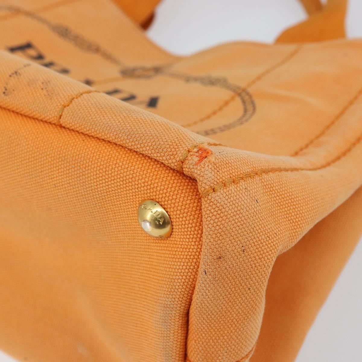 Prada PRADA Canapa PM Hand Bag Canvas Orange Gold Authentic 164219