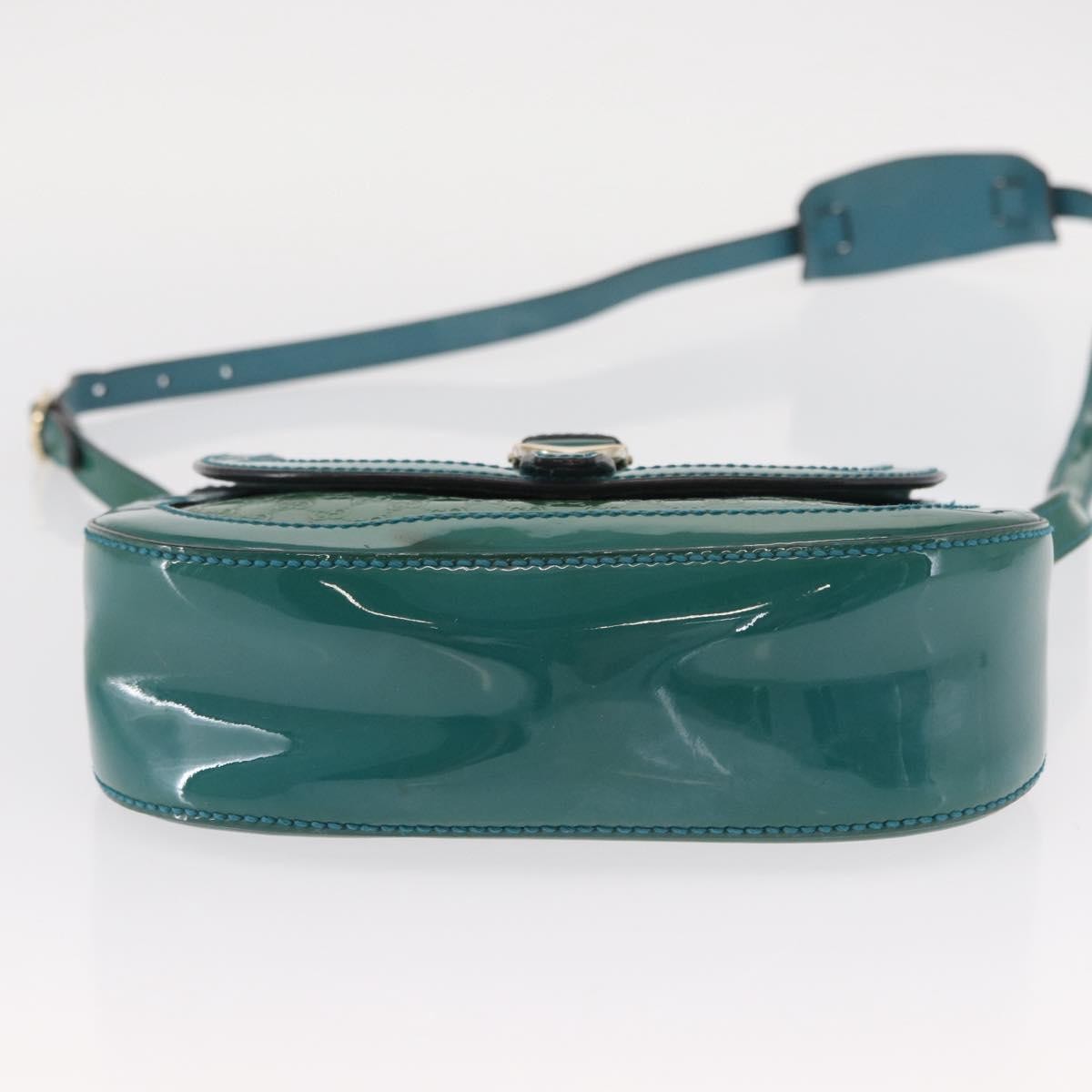 Gucci GUCCI Micro GG Canvas Shoulder Bag Enamel Outlet Turquoise Blue Gold Authentic ka641