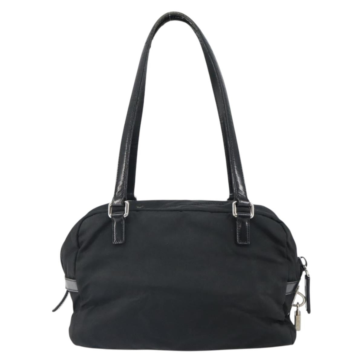 Prada PRADA Hand Bag Nylon Black Silver Authentic ka1246