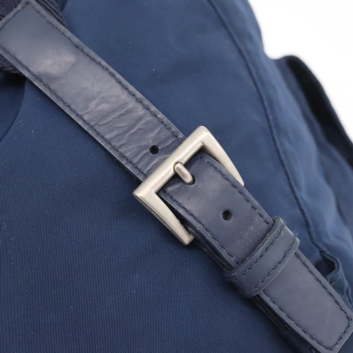 Prada PRADA Backpack Nylon Navy Silver Authentic 161363 Bag