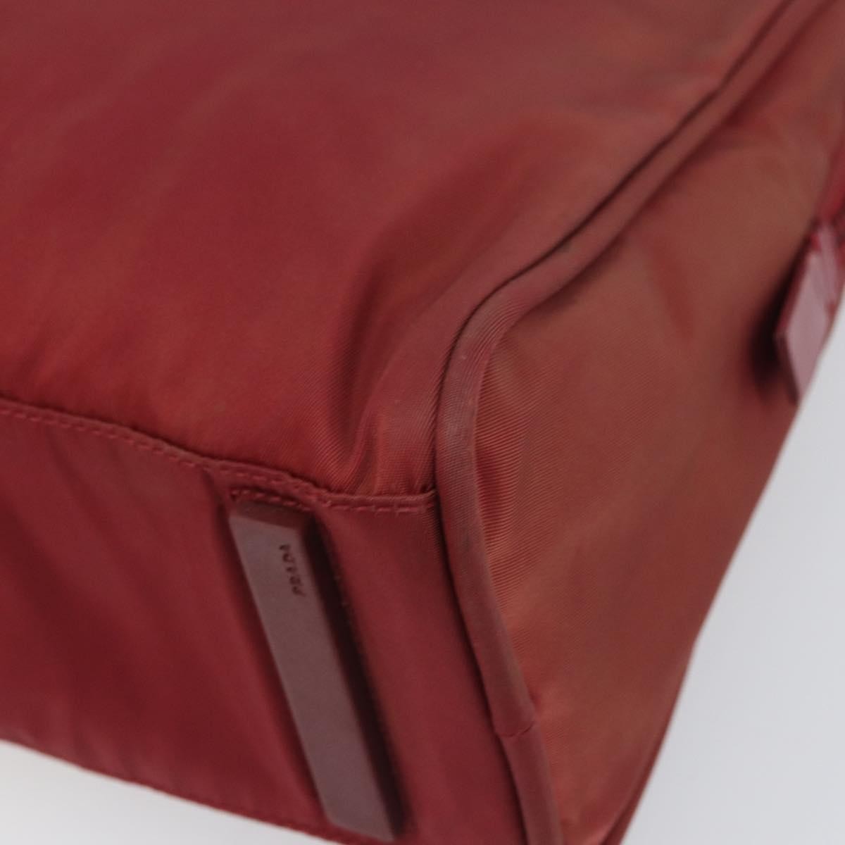 Prada PRADA Hand Bag Nylon Red Silver Authentic BA8645