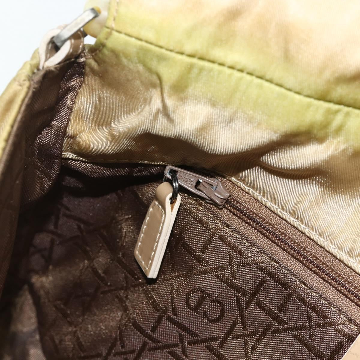 Dior Christian Dior Maris Pearl Shoulder Bag Nylon Beige Silver Authentic 180083