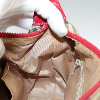 Burberry BURBERRY Nova Check Shoulder Bag Canvas Leather Beige Gold Red Authentic 98900