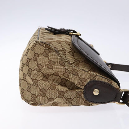 Gucci GUCCI GG Canvas Shoulder Bag Beige Silver Brown 308452 Authentic bs28633
