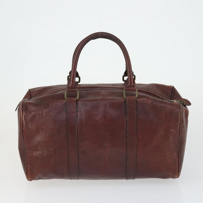 Fendi FENDI Pecan Canvas Zucca Canvas Hand Bag Leather 3 Set Brown Black Authentic 165122