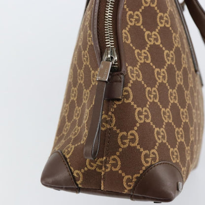 Gucci GUCCI GG Canvas Hand Bag Leather Brown Gold Authentic 149459