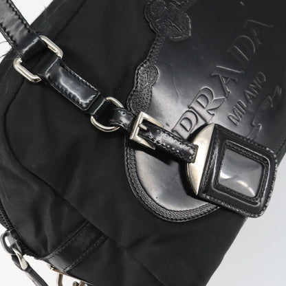Prada PRADA Hand Bag Nylon Black Silver Authentic ka1246