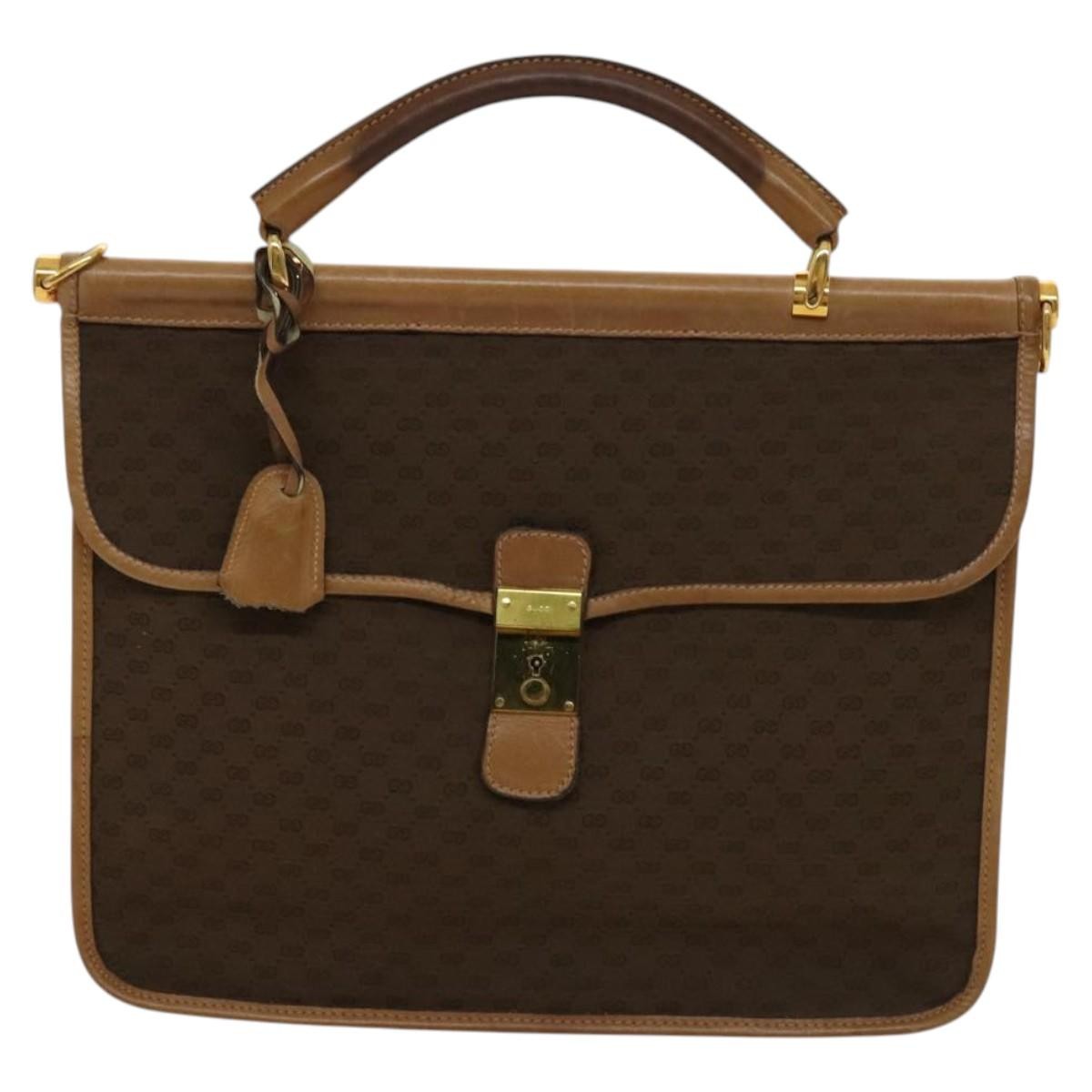 Gucci GUCCI Micro GG Canvas Hand Bag 2way Brown Gold Authentic 121561
