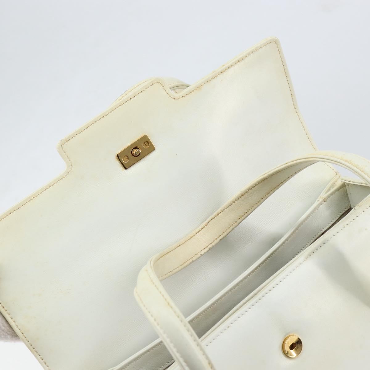 Gucci GUCCI Hand Bag Leather White Gold Authentic 154583