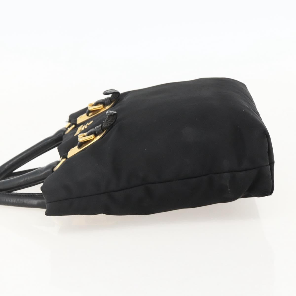 Prada PRADA Hand Bag Nylon Black Gold Authentic 175270